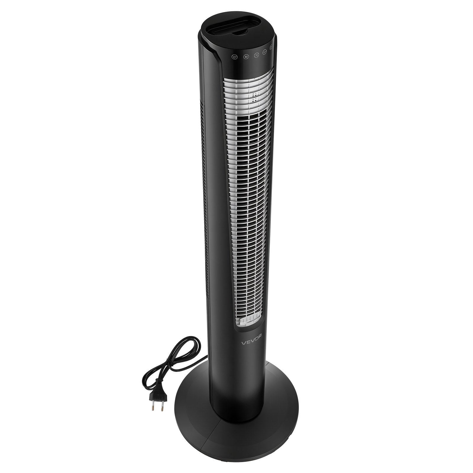 Wentylator kolumnowy VEVOR 60 W, 107 cm, 3 prędkości, 4 tryby, 12-godzinny timer, wentylator oscylacyjny 70° z pilotem, cichy wentylator stojący do sypialni i biura, czarny