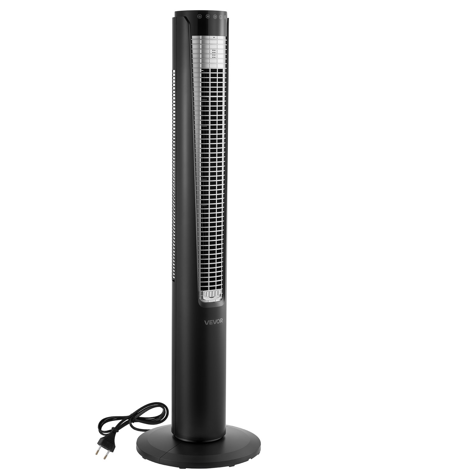Wentylator kolumnowy VEVOR 60 W, 107 cm, 3 prędkości, 4 tryby, 12-godzinny timer, wentylator oscylacyjny 70° z pilotem, cichy wentylator stojący do sypialni i biura, czarny