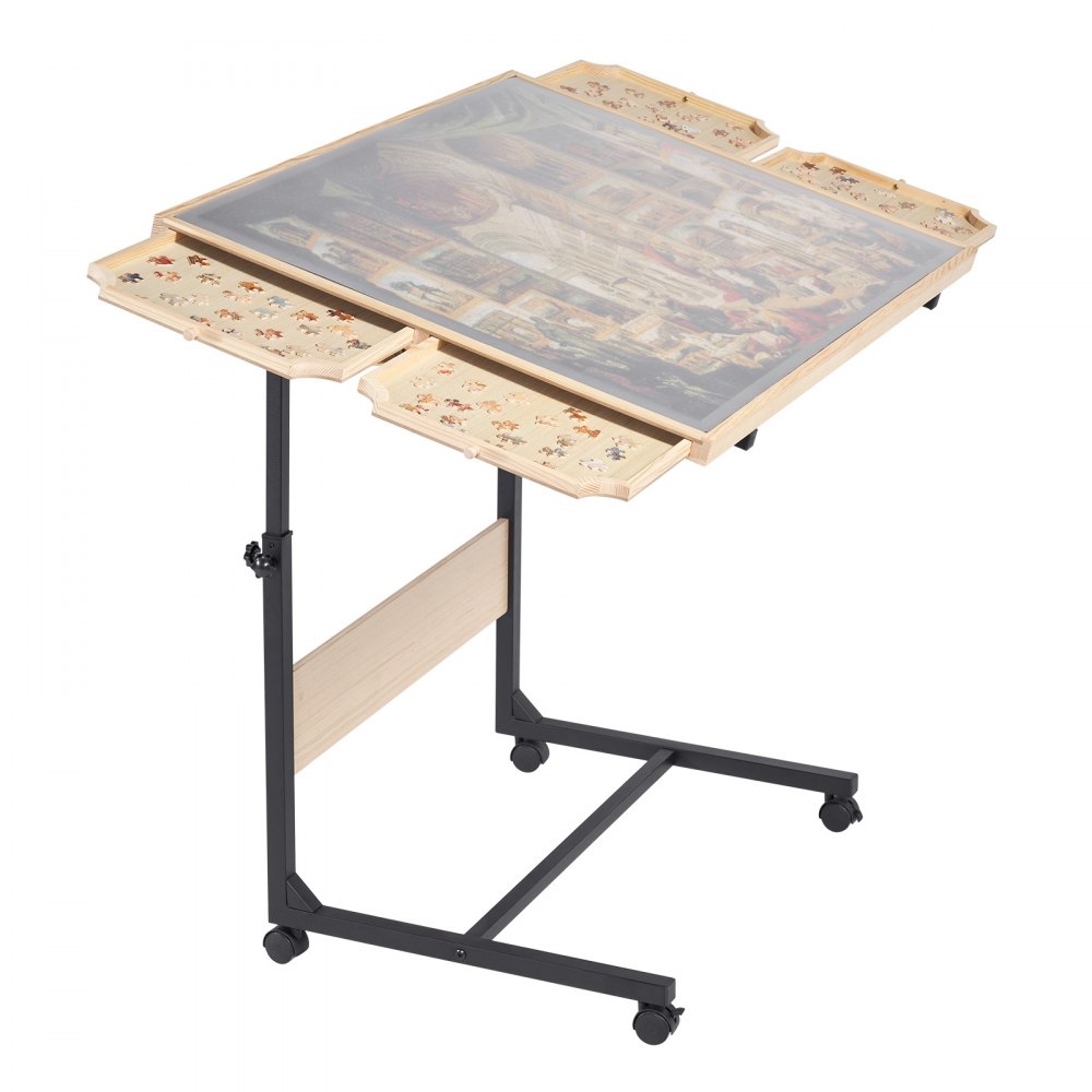 VEVOR 1500-elementowa tablica do układania puzzli z 4 szufladami i pokrywą, przenośny stolik do układania puzzli (865 x 635 mm), akcesoria do układania puzzli dla dorosłych, system przechowywania puzzli