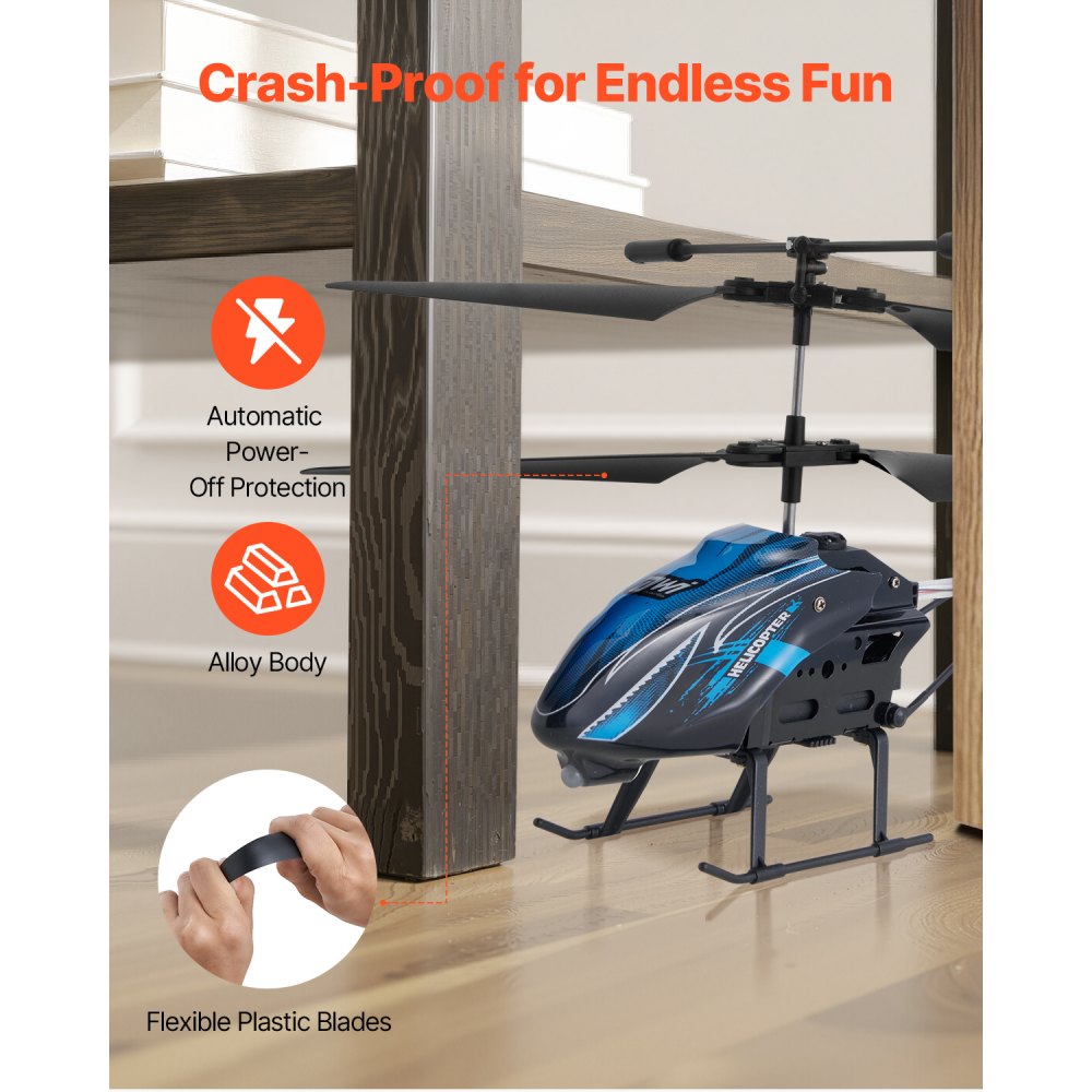 VEVOR RC Helicopter, 2.4GHz Flying Remote Control Helicopter, 3.5 Channel RC Airplane for Kid, 16 Mins Flight Time, Altitude Hold, One-Key Takeoff/Landing & LED Lights, Toys for Kids Ages 8 and up