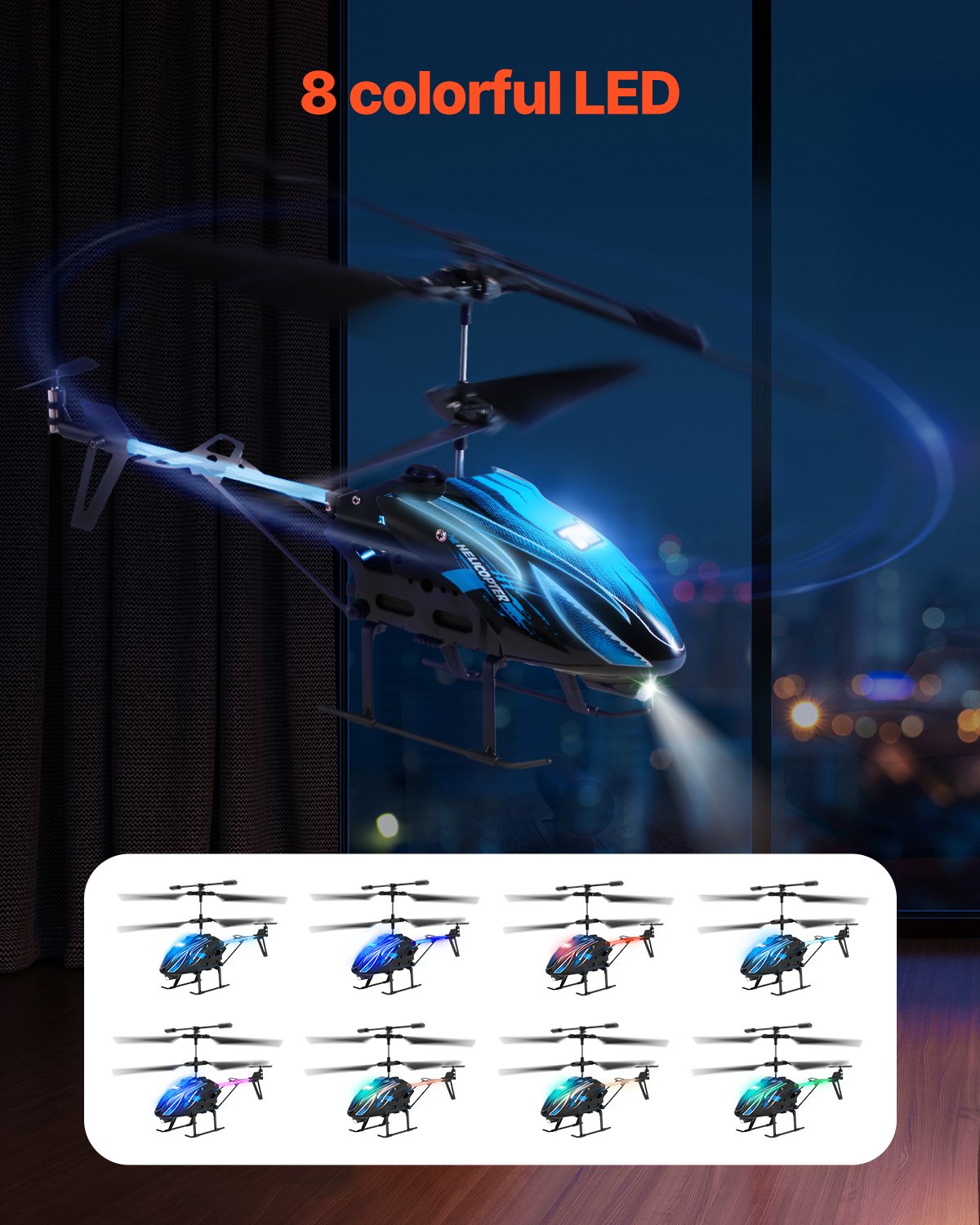 VEVOR RC Helicopter, 2.4GHz Flying Remote Control Helicopter, 3.5 Channel RC Airplane for Kid, 16 Mins Flight Time, Altitude Hold, One-Key Takeoff/Landing & LED Lights, Toys for Kids Ages 8 and up