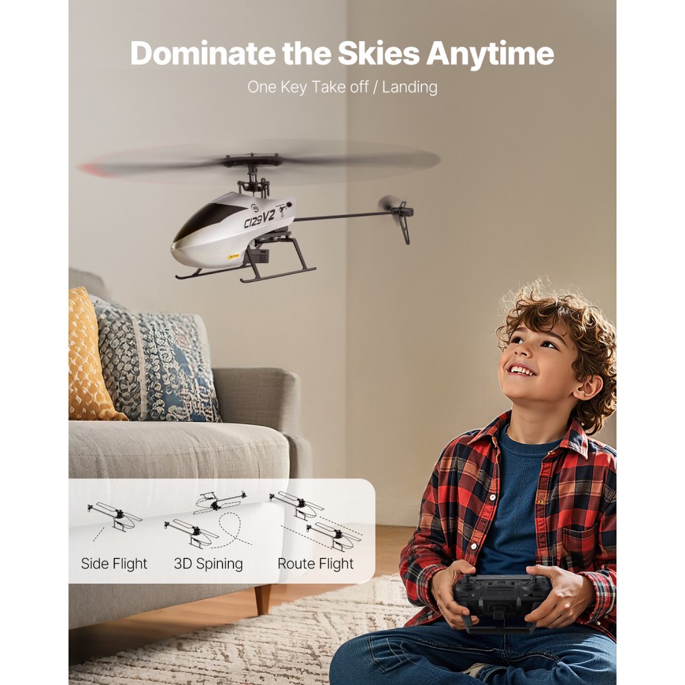 VEVOR RC Helicopter, 2.4GHz Single Propeller Remote Control Helicopter with Gyro, 4-Channel RC Airplane for Beginner,  39 Min Flight Time, One-Key Takeoff/Landing, Toys for Kids Ages 8 and up