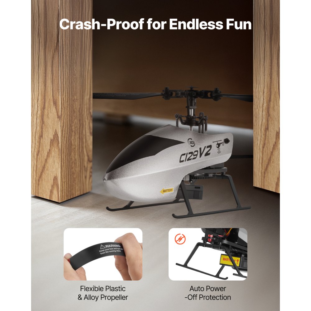 VEVOR RC Helicopter, 2.4GHz Single Propeller Remote Control Helicopter with Gyro, 4-Channel RC Airplane for Beginner,  39 Min Flight Time, One-Key Takeoff/Landing, Toys for Kids Ages 8 and up