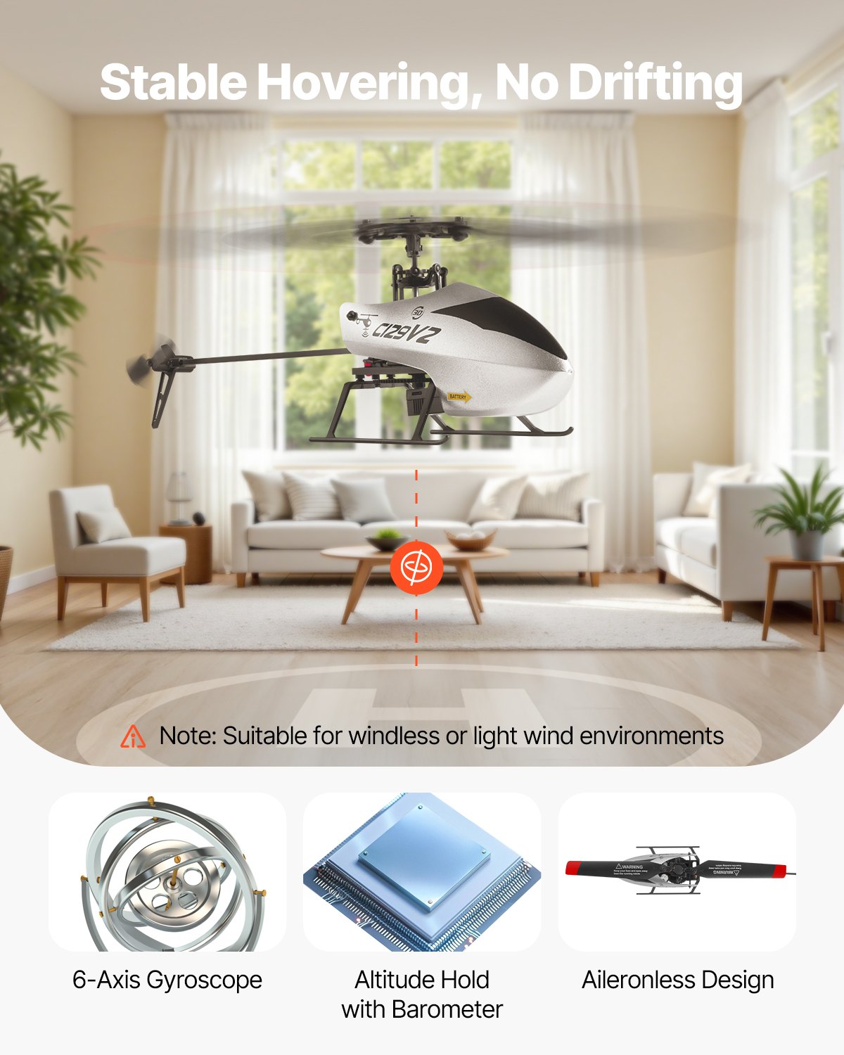 VEVOR RC Helicopter, 2.4GHz Single Propeller Remote Control Helicopter with Gyro, 4-Channel RC Airplane for Beginner,  39 Min Flight Time, One-Key Takeoff/Landing, Toys for Kids Ages 8 and up