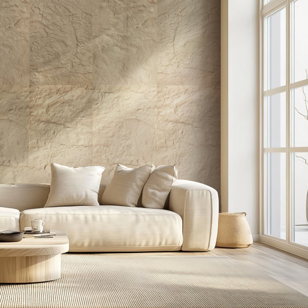 Panele ścienne VEVOR 3D, zestaw 4 szt., 120 x 60 cm, PU, ​​imitacja kamienia, dekoracja ścienna, powierzchnia 2,97 m², dekoracja wnętrz, sufit, sypialnia, salon i pokój zabaw, kolor żółty kamienny