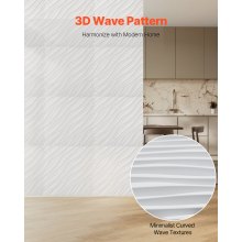 VEVOR 3D Panele Ścienne Zestaw 12 Okładziny Ścienne 50x50cm PVC 2,97m² Fala Matowa Biała