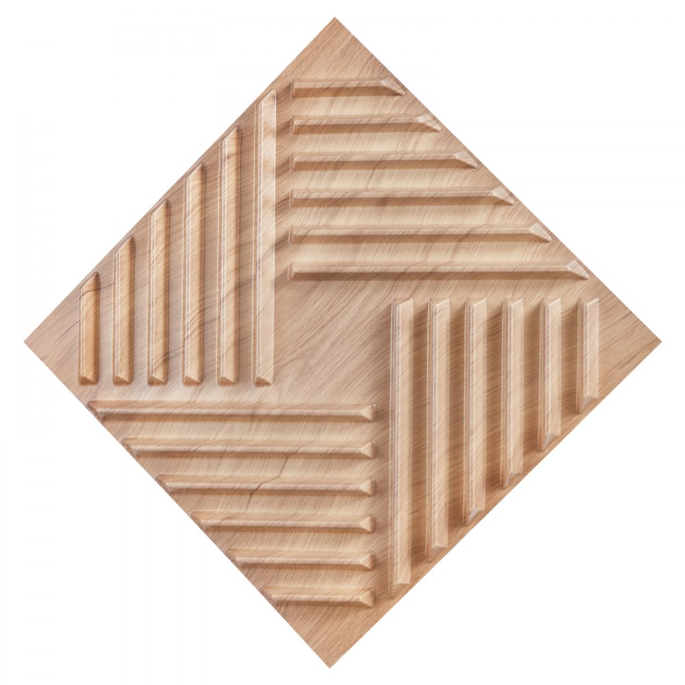 Panele ścienne VEVOR 3D, zestaw 12 sztuk, 150x50 cm, okładzina ścienna z PVC w nowoczesnym, minimalistycznym stylu, powierzchnia 2,97 m², dekoracja wnętrz na sufit, do sypialni, salonu i pokoju zabaw, kolor jasnego drewna