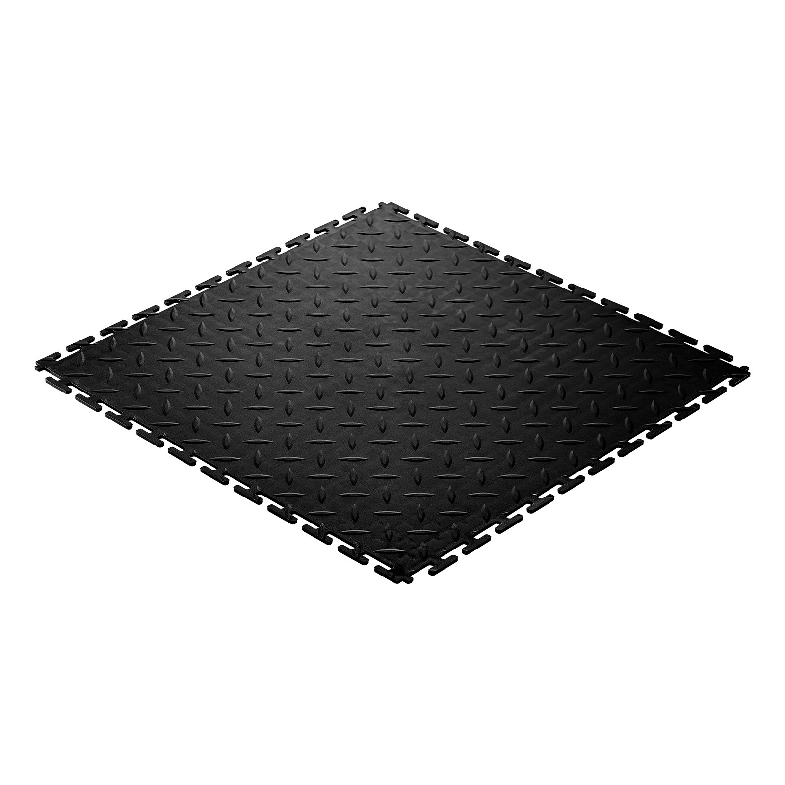 Maty garażowe PCV VEVOR, 16 szt., 513 x 513 x 5 mm, Wykładzina warsztatowa, Wykładzina przemysłowa, Montaż na klik, Maty antypoślizgowe PCV z płytką diamentową do warsztatu, magazynu, narzędziowni, Czarne