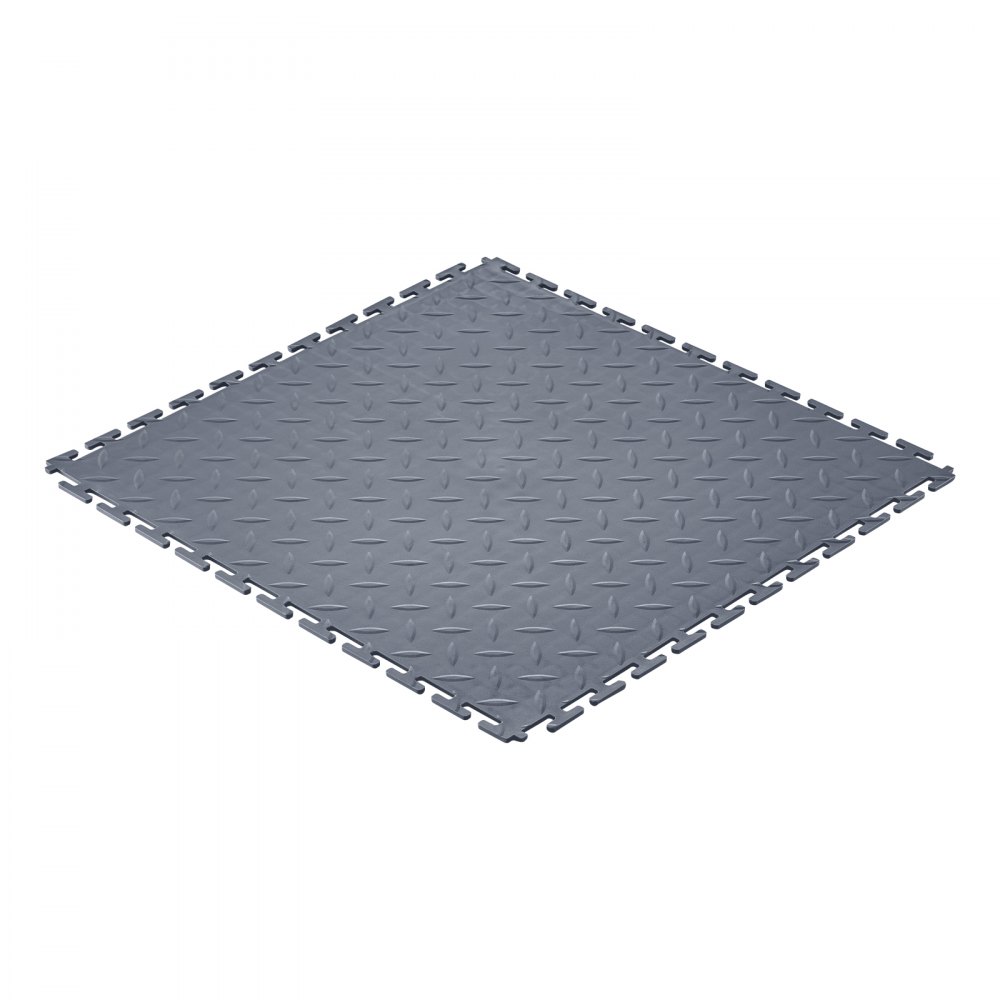 Mata garażowa PVC VEVOR, 8 szt., 513 x 513 x 5 mm, wykładzina warsztatowa, wykładzina przemysłowa, montaż na klik, antypoślizgowe maty PVC z płytką diamentową do warsztatu, magazynu, narzędziowni, kolor grafitowy
