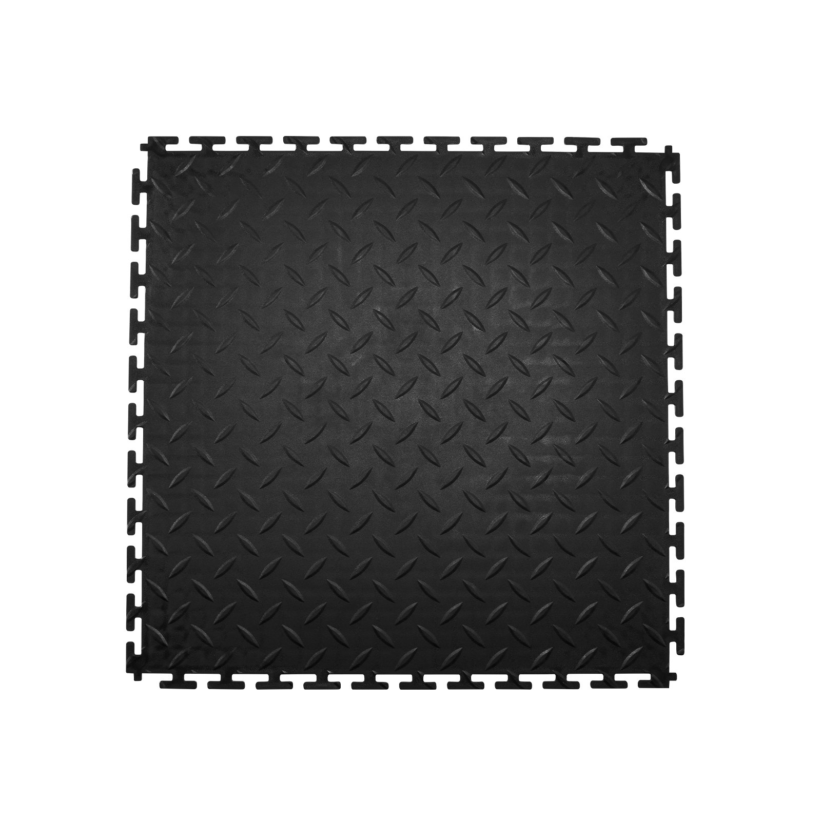 Mata garażowa PVC VEVOR, 8 szt., 513 x 513 x 5 mm, wykładzina warsztatowa, wykładzina przemysłowa, montaż na klik, antypoślizgowe maty PVC z płytką diamentową do warsztatu, magazynu, narzędziowni, kolor czarny