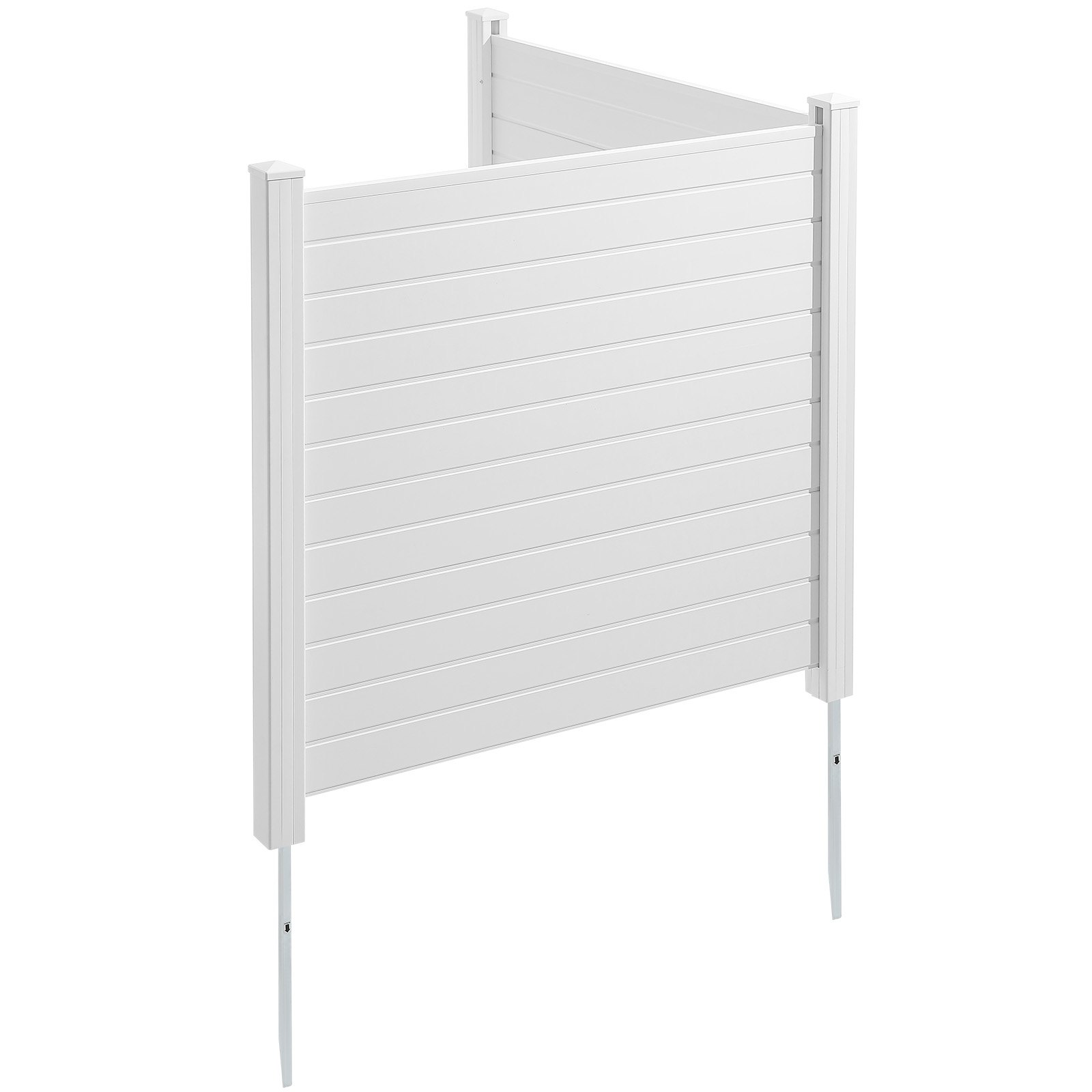 VEVOR Ogrodzenie Prywatne 127 x 127 cm Ogrodzenie Prywatne z PCV i ocynkowanej blachy, z kolcami do gruntu, chroniące przed wiatrem, metalowe słupki do 70 cm Ogrodzenie z listew, wtykowe, ekran prywatności, idealny do sprzętu zewnętrznego, obszary prywatne