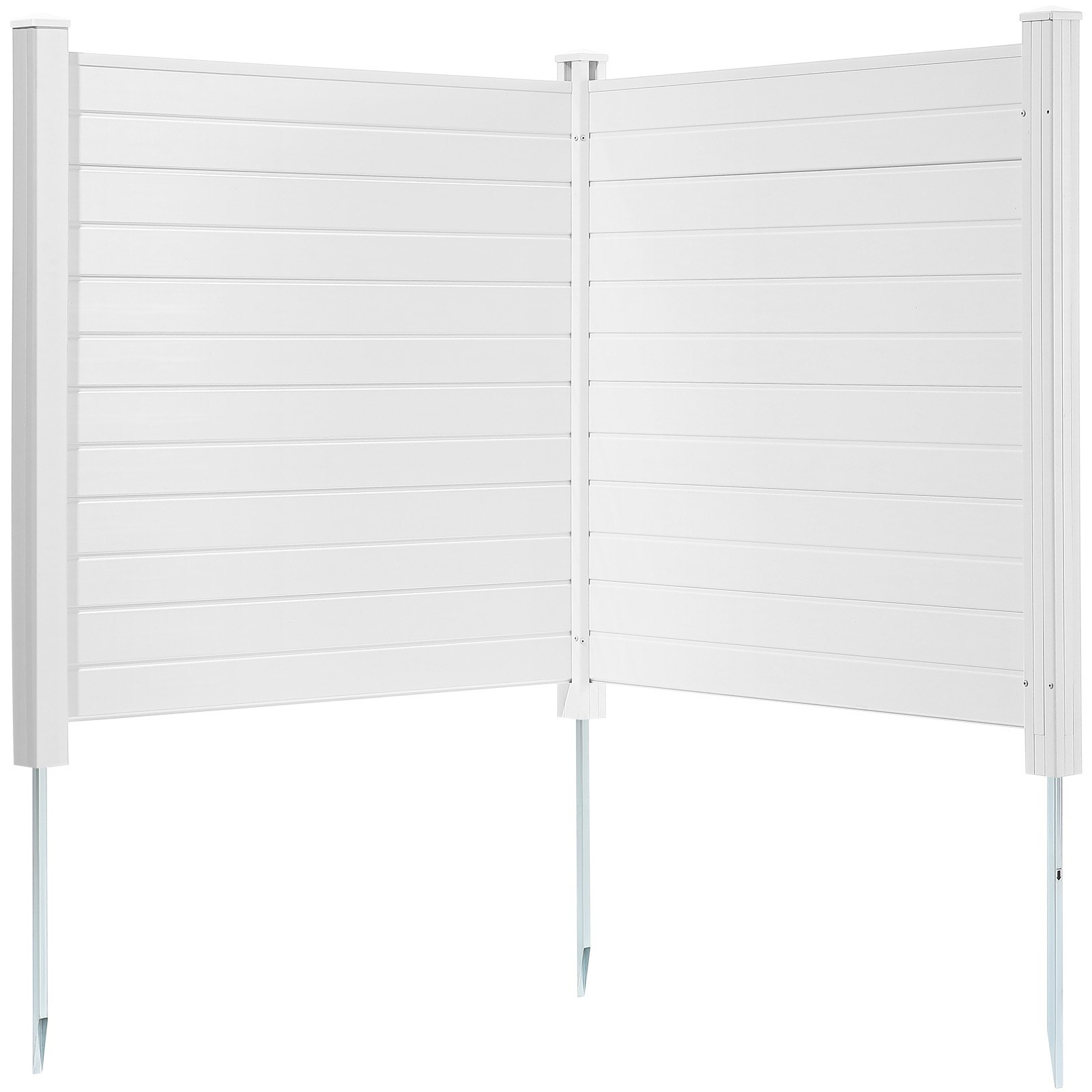 VEVOR Ogrodzenie Prywatne 127 x 127 cm Ogrodzenie Prywatne z PCV i ocynkowanej blachy, z kolcami do gruntu, chroniące przed wiatrem, metalowe słupki do 70 cm Ogrodzenie z listew, wtykowe, ekran prywatności, idealny do sprzętu zewnętrznego, obszary prywatne