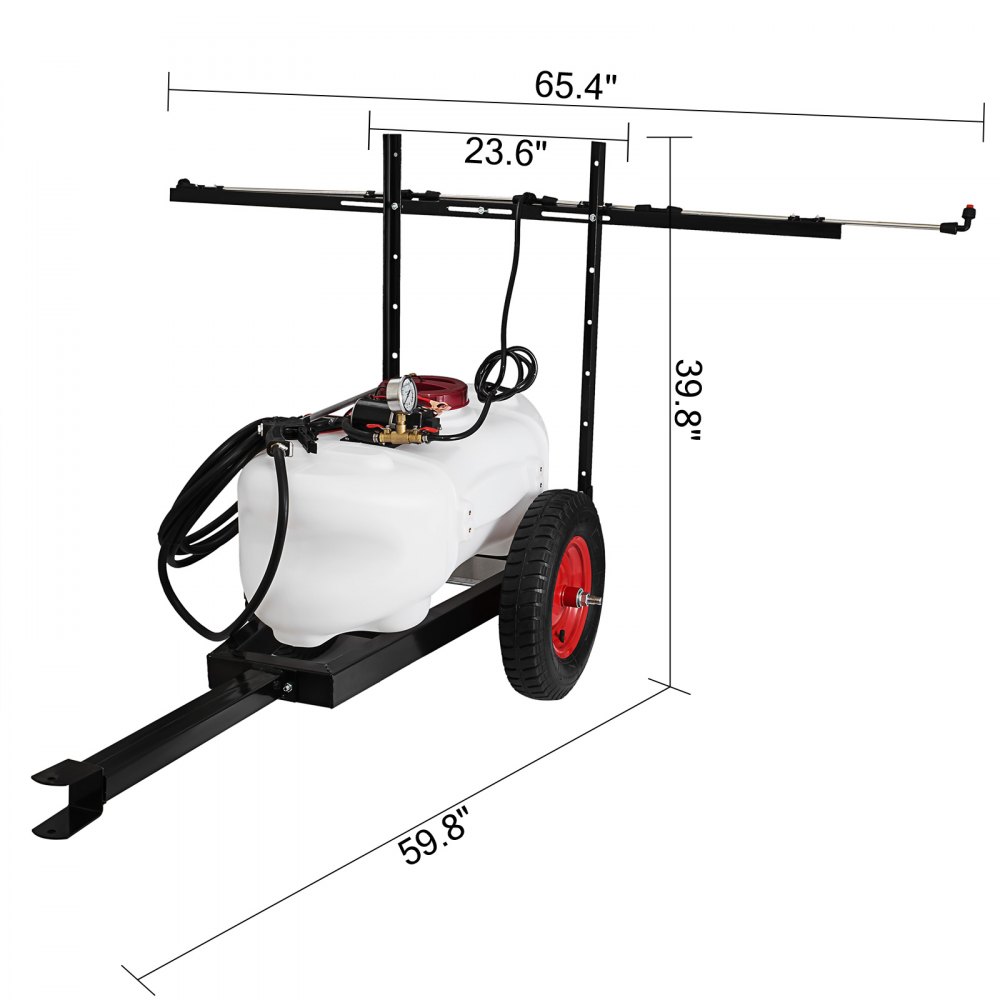 Opryskiwacz ciśnieniowy 60L ATV Opryskiwacz ciśnieniowy Opryskiwacz do roślin z mosiężną dyszą 5,5 FT Wysięgnik przyczepy do ogrodu lub gospodarstwa
