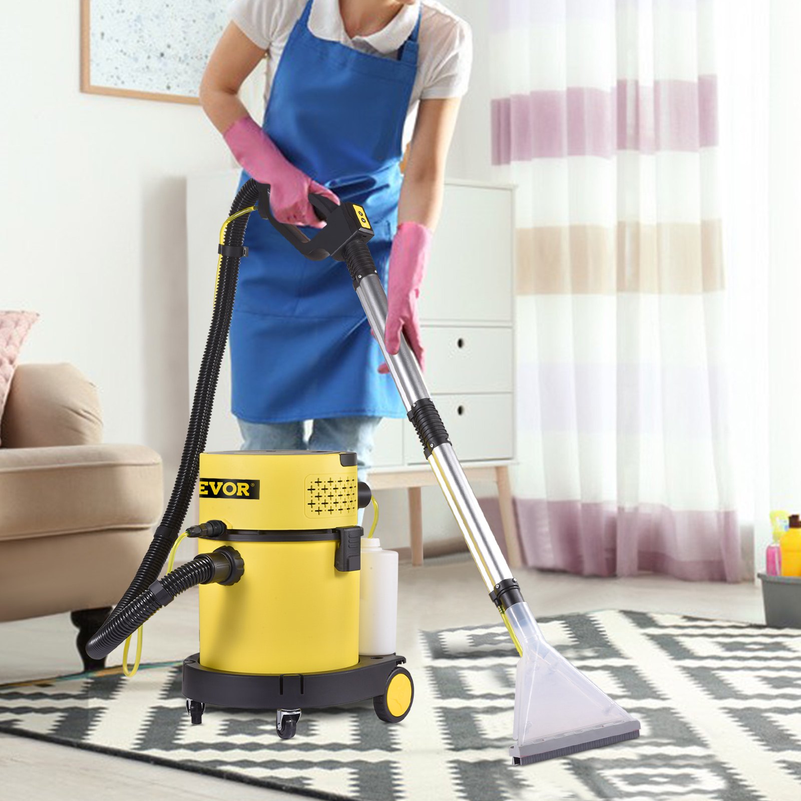VEVOR Przenośny odkurzacz ręczny na mokro i sucho 1200W z przewodem i pojemnikiem ciśnieniowym 20L, odkurzacz ręczny z filtrem ciśnieniowym HEPA 17Kpa do podwórka, ogrodu, parku 20L butla odkurzacza