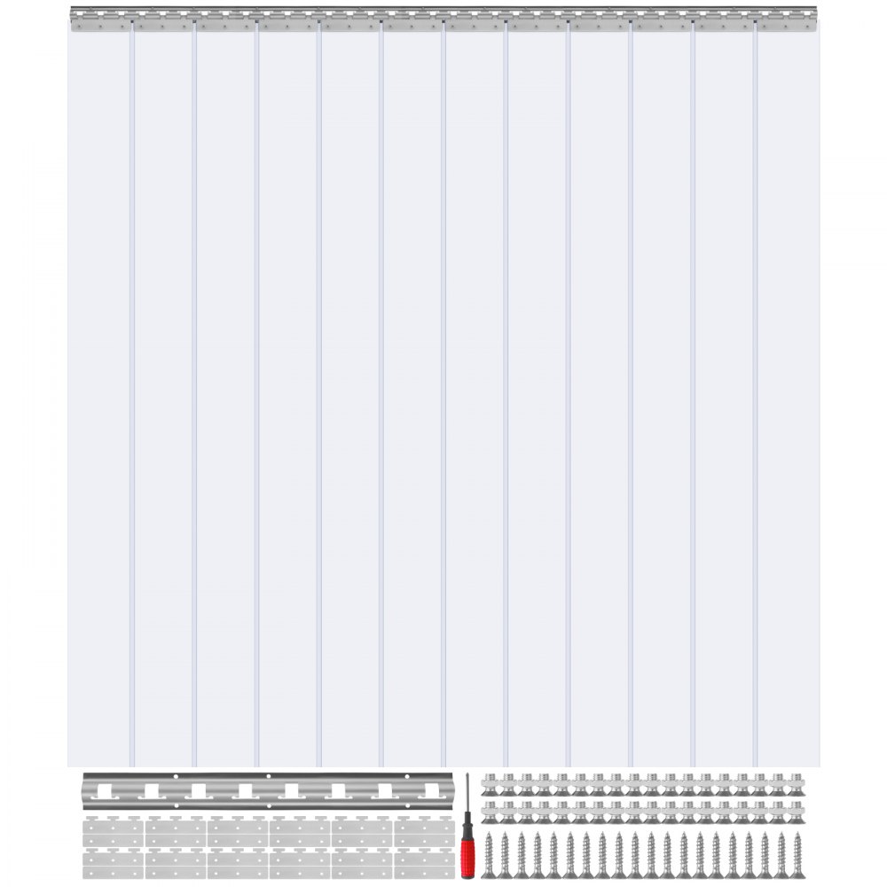 Listwy do zasłon paskowych VEVOR 183x244cm PCV przezroczyste o grubości 2mm