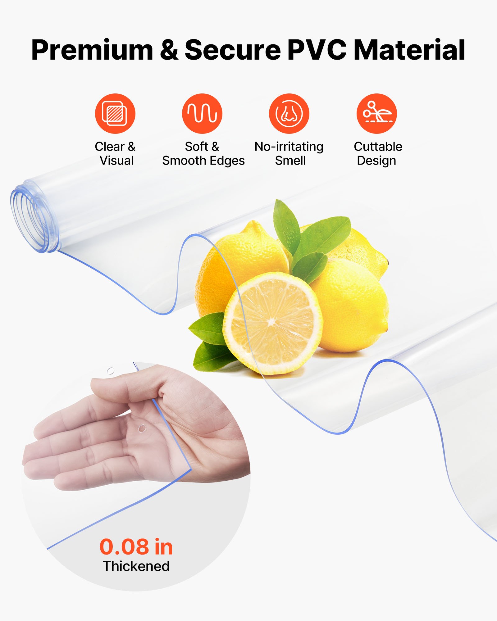 Kurtyna paskowa z tworzywa sztucznego VEVOR, 965 x 2134 mm, grubość 2 mm, opakowanie 6 sztuk, kurtyna listwowa, -55,6-30°C, plastikowa taśma drzwiowa do magazynów, mroźni i garaży, przezroczysta