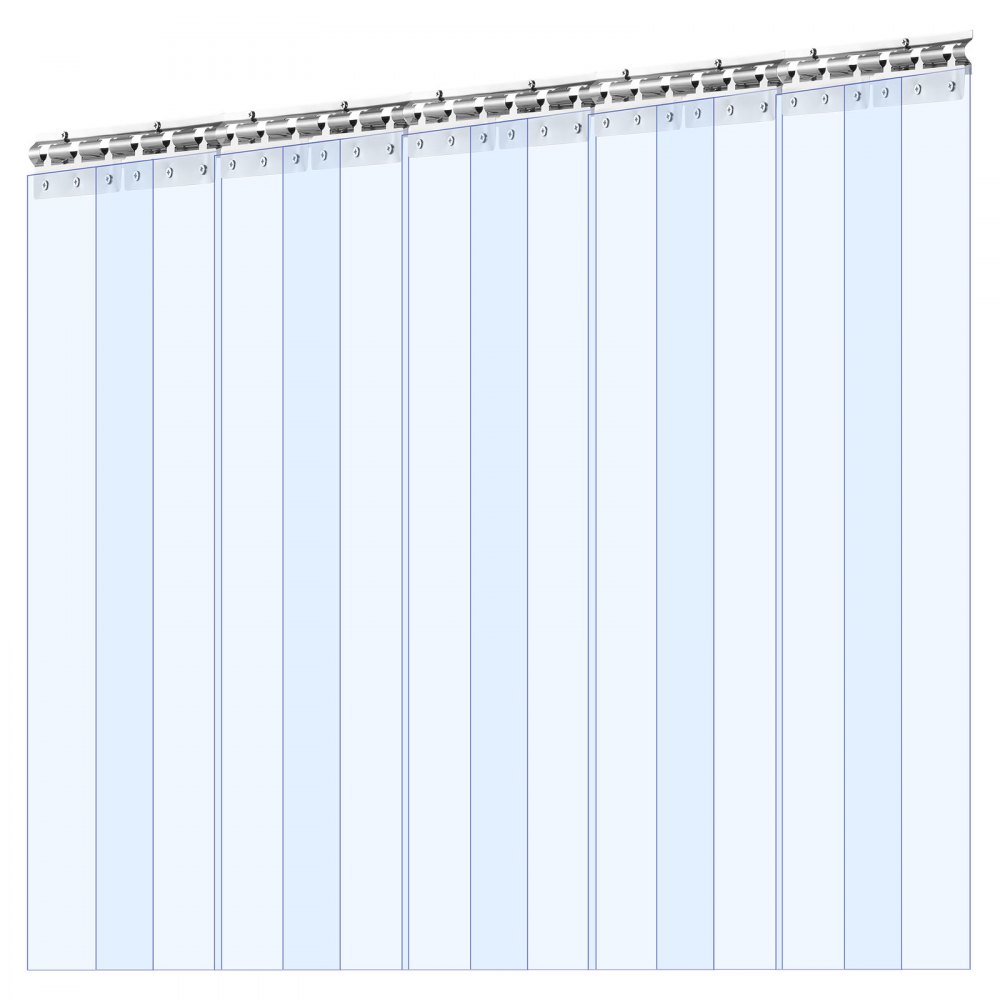 Kurtyna paskowa z tworzywa sztucznego VEVOR, 1524 x 2440 mm, grubość 2 mm, opakowanie 10 sztuk, paski kurtyny -20–60°C, gładkie, plastikowe paski drzwiowe do magazynów, mroźni i garaży, przezroczyste