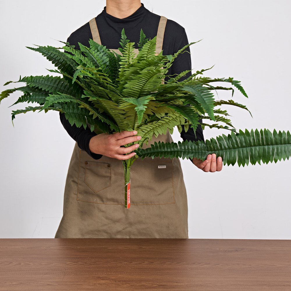 VEVOR Artificial Ferns, 1143 mm Fake Boston Fern Bush Plant with 63 Fronds, Faux Greenery for Indoor/Outdoor Decor, Silk & LDPE, Suitable for Home Porch Garden Office Living Room Planter, Set of 2