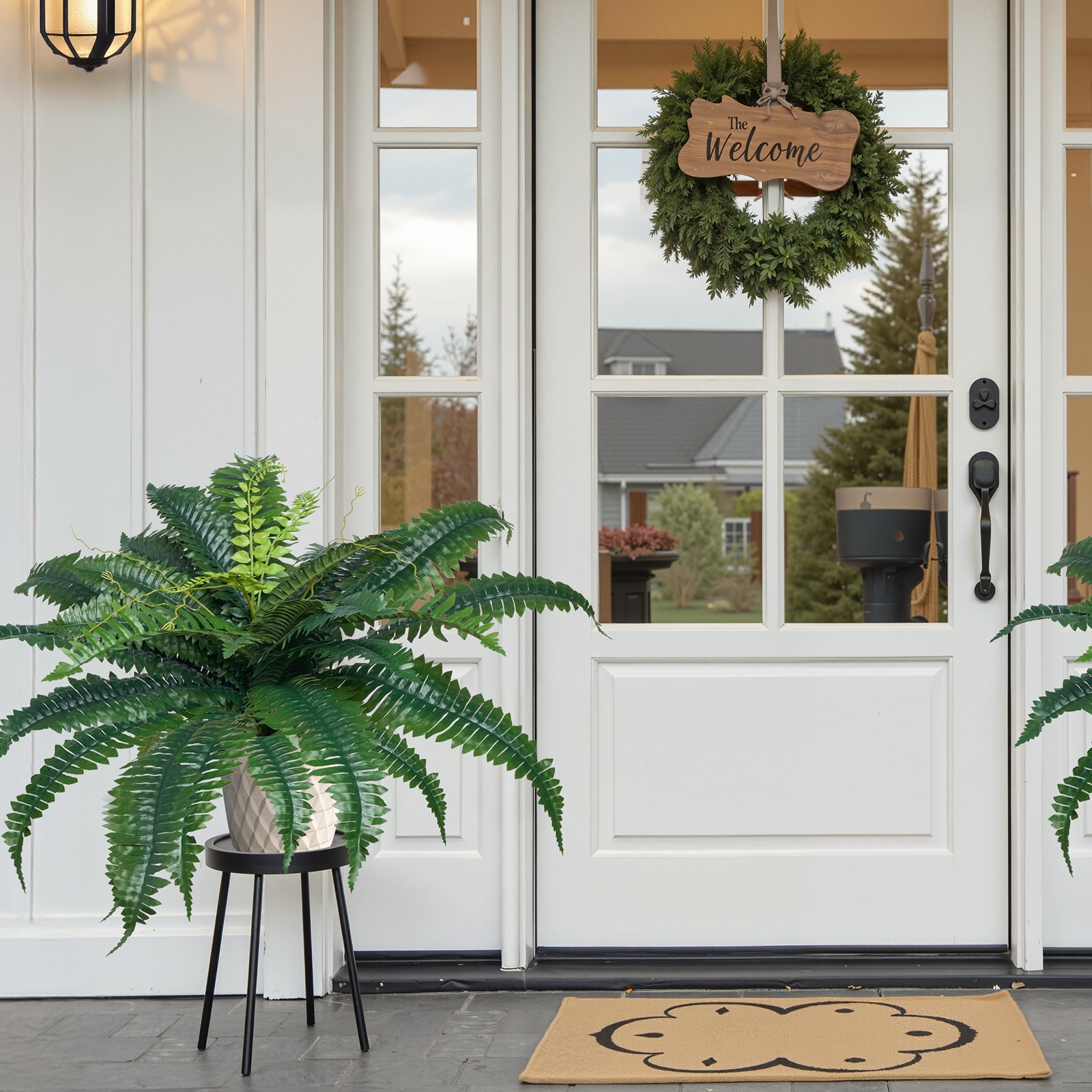 VEVOR Artificial Ferns, 2 pcs., Diameter 80-86 cm, Artificial Boston Fern, Wall Decoration with 30 Branches, Artificial Fern for Home & Office (Flower pot not included)