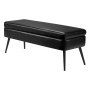 VEVOR Leather Storage Ottoman Bench, PU Leather Bench with Storage and Metal Legs, Modern Shoe Benches Seat for Entryway, Upholstered End of Bed Benches for Living Room, Dining Room, Hallway, Black