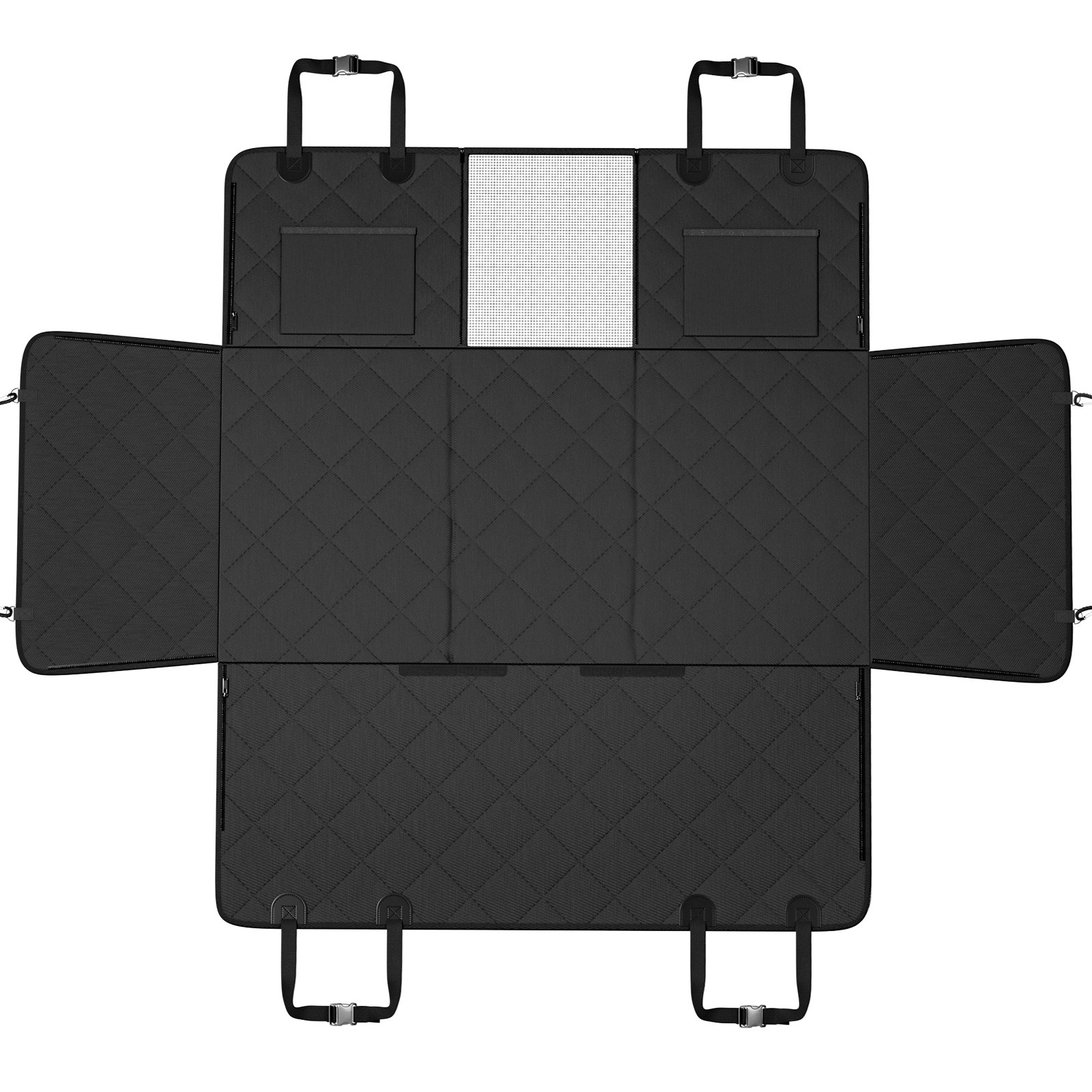 VEVOR Pokrowiec na fotel samochodowy dla psa, kocyk na tylne siedzenie dla psa, pokrowiec na fotel samochodowy dla psa z twardym spodem, kocyk samochodowy dla psa, 134,5 x 63 cm, 168 kg, z okienkiem z siatki, torba do przechowywania do samochodu, SUV-a, ciężarówki