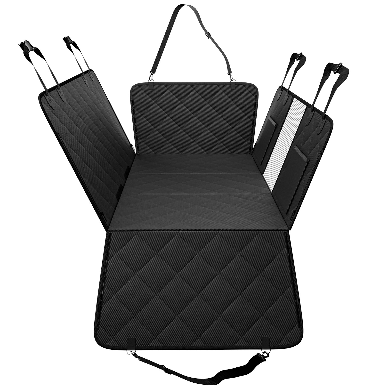 VEVOR Pokrowiec na fotel samochodowy dla psa, kocyk na tylne siedzenie dla psa, pokrowiec na fotel samochodowy dla psa z twardym spodem, kocyk samochodowy dla psa, 134,5 x 63 cm, 168 kg, z okienkiem z siatki, torba do przechowywania do samochodu, SUV-a, ciężarówki