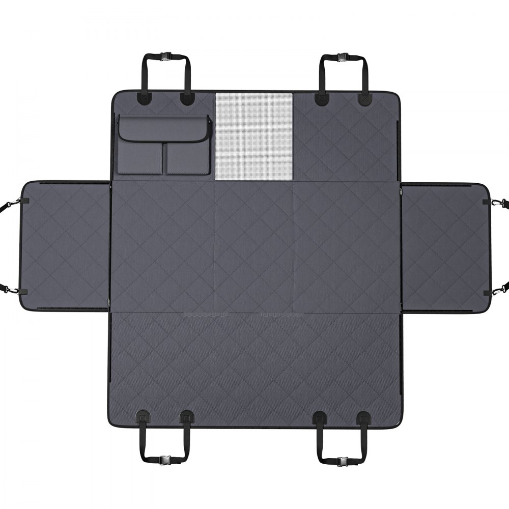 VEVOR Pokrowiec na fotel samochodowy dla psa, kocyk na tylne siedzenie, pokrowiec samochodowy dla psa z twardym spodem na tylne siedzenie, 137 x 61 cm, do 180 kg, z okienkiem z siatki i torbą do przechowywania do samochodów osobowych i SUV-ów