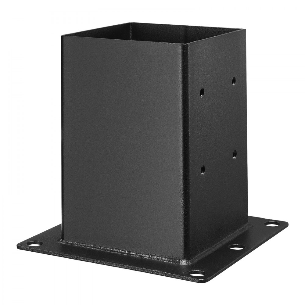VEVOR Tuleja wkręcana, 4 sztuki, wspornik słupka, wymiary wewnętrzne 142 x 142 mm, do słupków 139,7 x 139,7 mm, tuleja uziemiająca ze stali węglowej, idealna do podstawy tarasu, balustrady altany, czarna