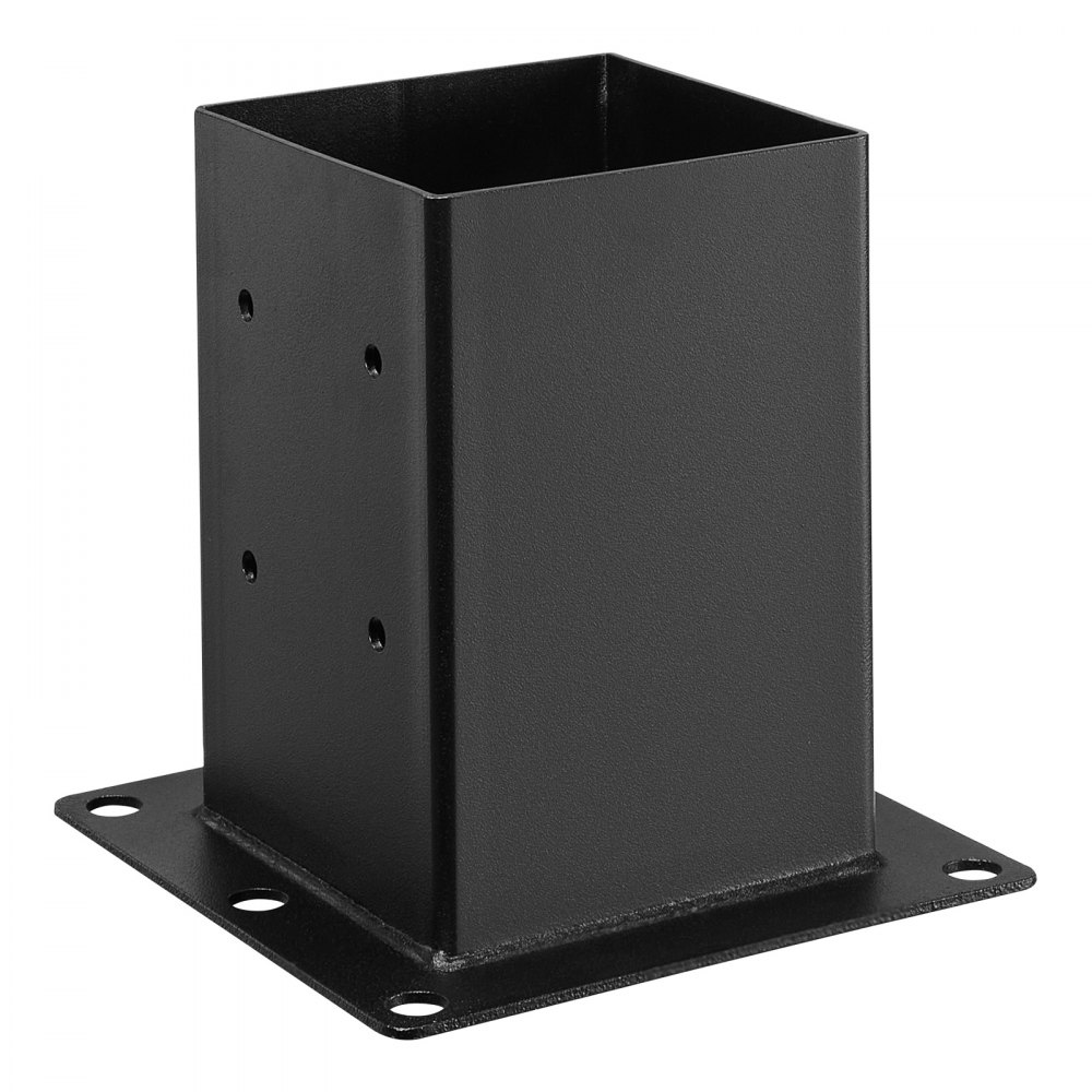 VEVOR Tuleja wkręcana, 4 sztuki, wspornik słupka, wymiary wewnętrzne 142 x 142 mm, do słupków 139,7 x 139,7 mm, tuleja uziemiająca ze stali węglowej, idealna do podstawy tarasu, balustrady altany, czarna