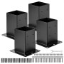 VEVOR Tuleja wkręcana, 4 sztuki, wspornik słupka, wymiary wewnętrzne 142 x 142 mm, do słupków 139,7 x 139,7 mm, tuleja uziemiająca ze stali węglowej, idealna do podstawy tarasu, balustrady altany, czarna