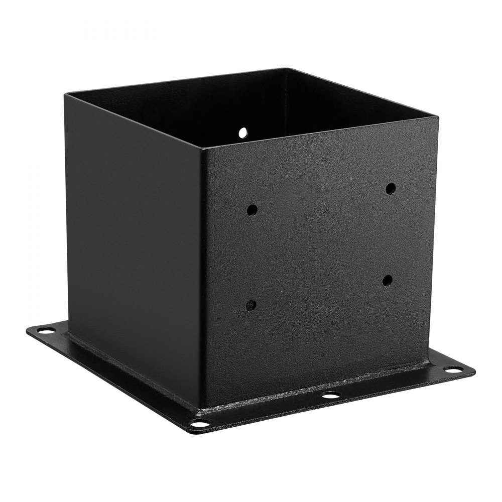 Tuleja montażowa VEVOR, 4 sztuki, wymiary wewnętrzne wspornika słupka 92 x 92 mm do słupków 88,9 x 88,9 mm, wytrzymała tuleja uziemiająca ze stali węglowej, idealna do balustrad altan i tarasów, płyta podstawy podtrzymującej taras, kolor czarny