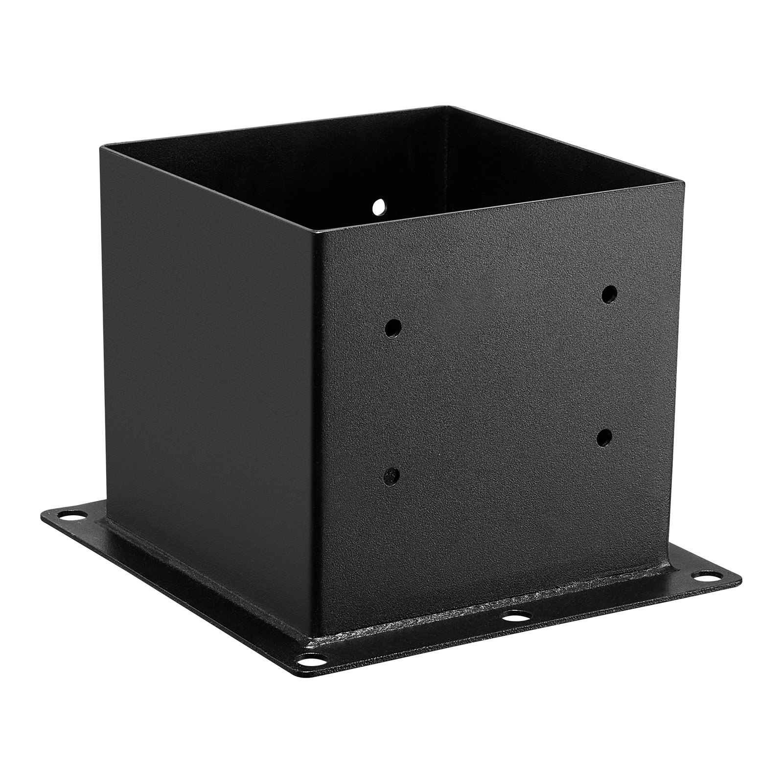 Tuleja montażowa VEVOR, 4 sztuki, wymiary wewnętrzne wspornika słupka 92 x 92 mm do słupków 88,9 x 88,9 mm, wytrzymała tuleja uziemiająca ze stali węglowej, idealna do balustrad altan i tarasów, płyta podstawy podtrzymującej taras, kolor czarny