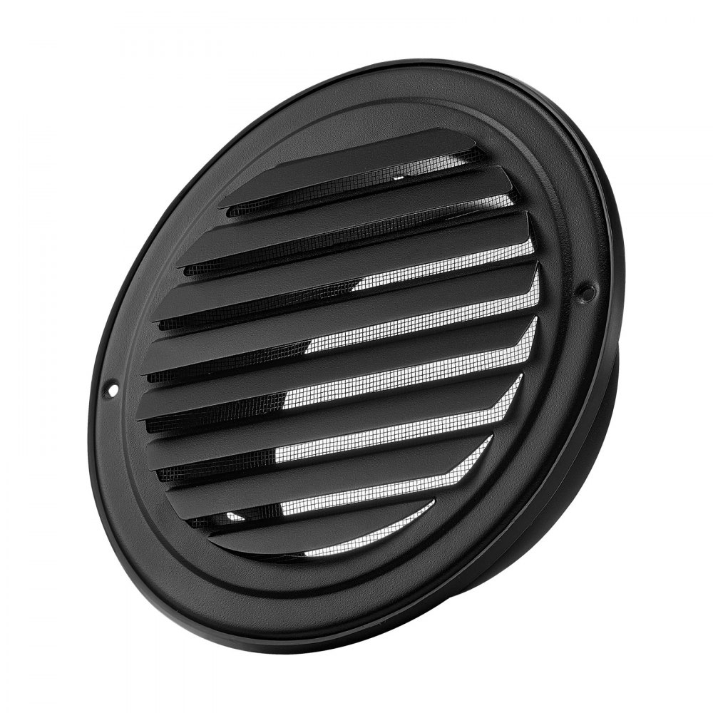 Kratka wentylacyjna VEVOR ze stali nierdzewnej φ 208 x 68 mm, kratka wylotowa powietrza z listwami, kratka zewnętrzna z moskitierą, kratka chroniąca przed warunkami atmosferycznymi do domu, łazienki, garażu, kuchni, piwnicy (zestaw 2 szt., kolor czarny)