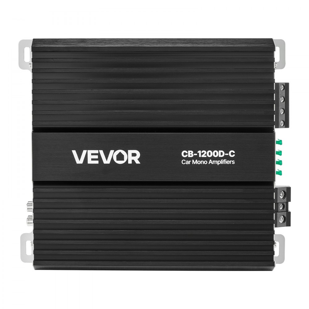 Wzmacniacz samochodowy VEVOR Monoblock 1200 W RMS MAX 1/2/4 Ohm, wzmacniacz audio (klasa D) ze zdalnym sterowaniem poziomem subwoofera, filtrem dolnoprzepustowym, wzmocnieniem basów, przesunięciem fazowym i regulacją głośności