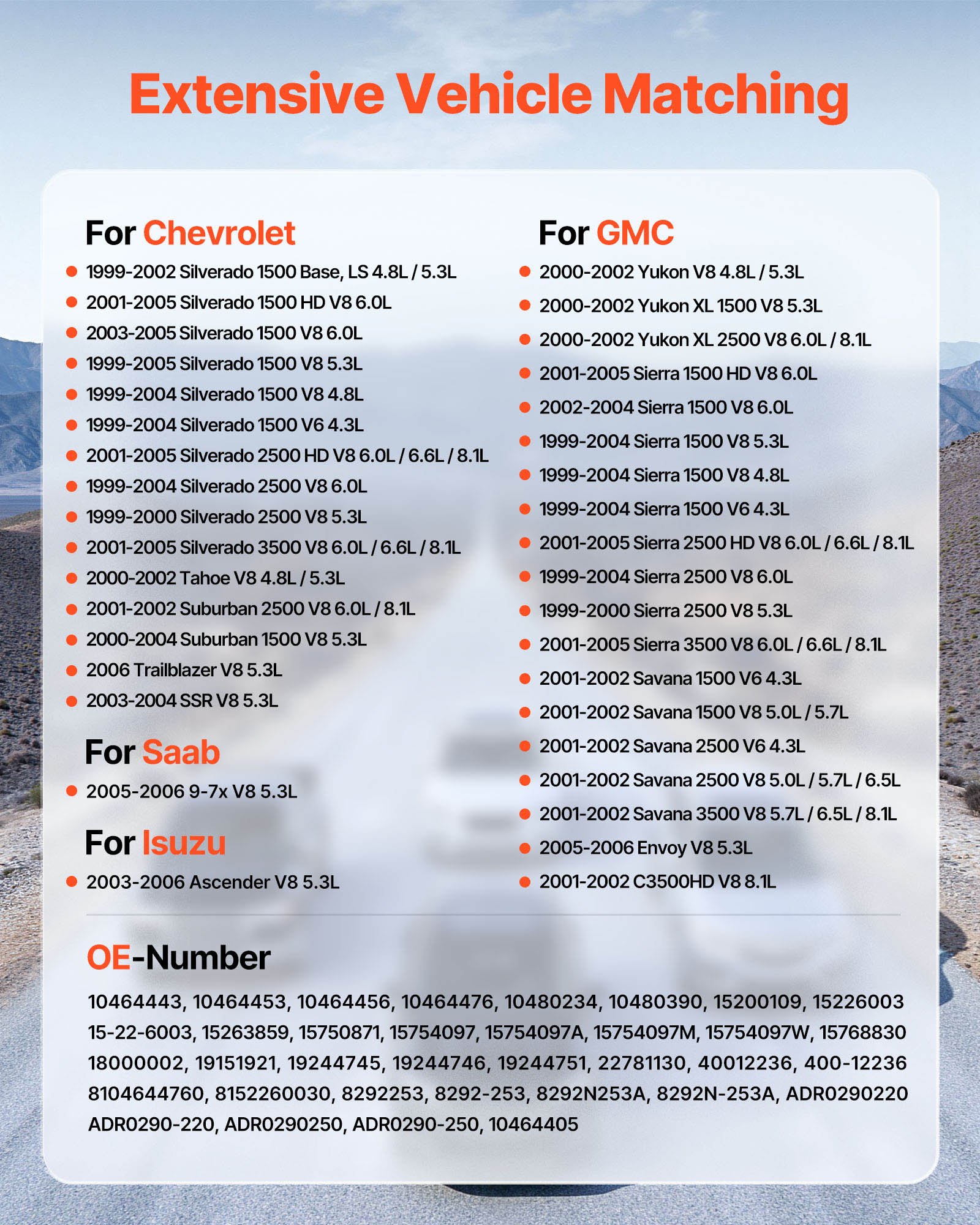 Alternator samochodowy VEVOR 10464443 do modeli Chevrolet Silverado 1500 HD V8 6.0L 2001-2005, Saab 9-7x 2005-2006, Isuzu Ascender 2003-2006, GMC Yukon 2000-2002, alternator zamienny do samochodów 10464453