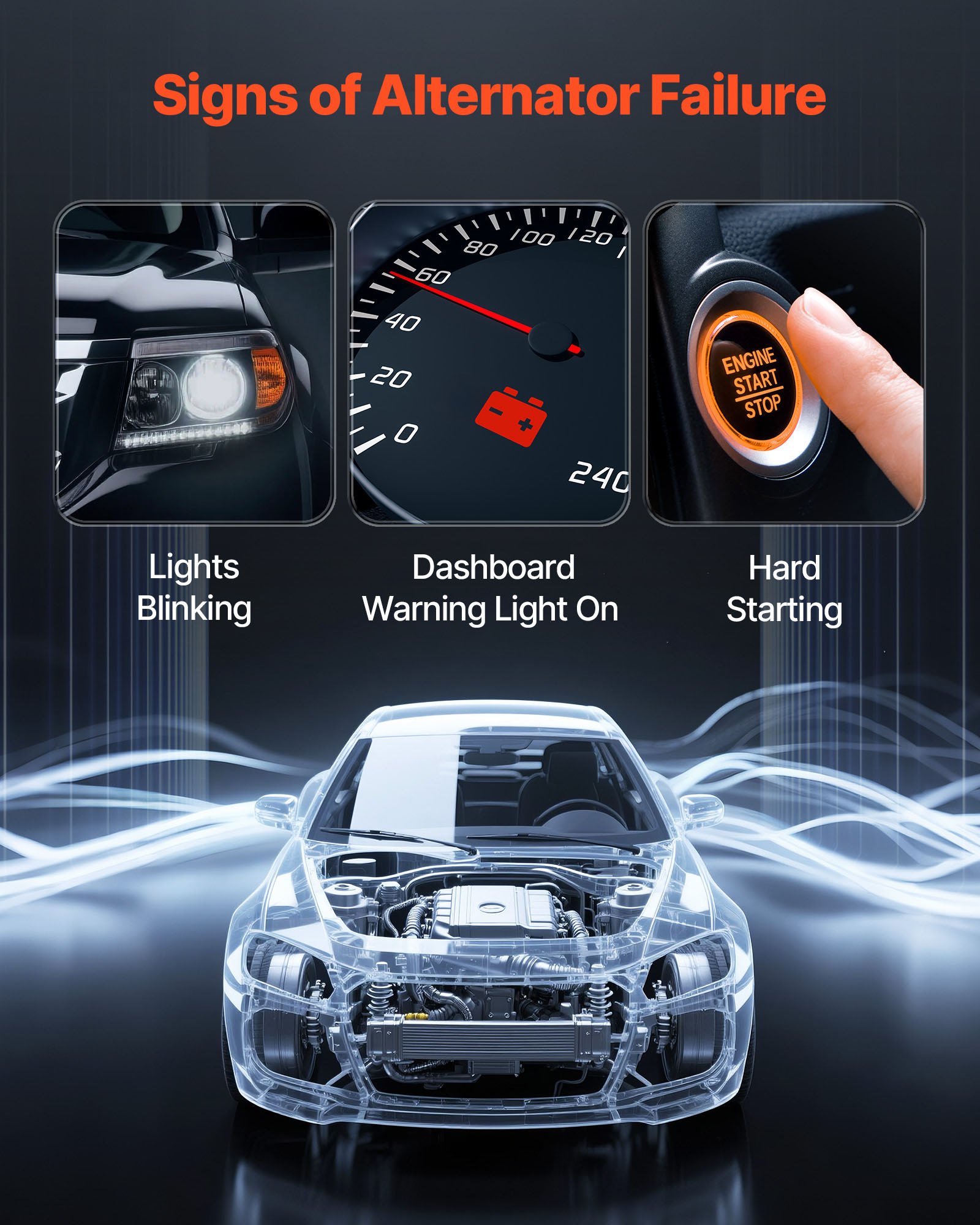 Alternator samochodowy VEVOR 10464443 do modeli Chevrolet Silverado 1500 HD V8 6.0L 2001-2005, Saab 9-7x 2005-2006, Isuzu Ascender 2003-2006, GMC Yukon 2000-2002, alternator zamienny do samochodów 10464453