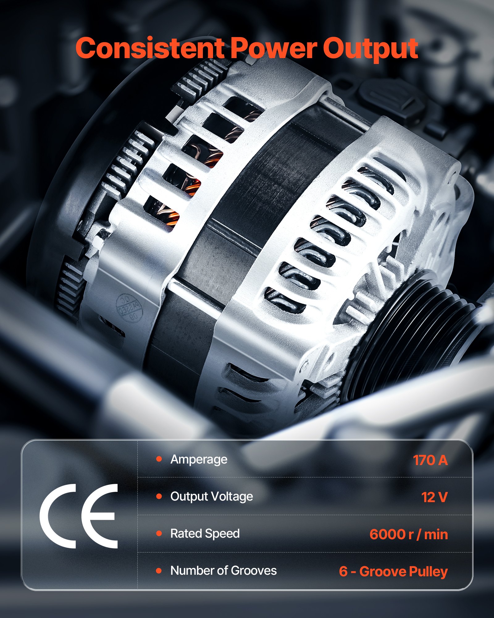 Alternator samochodowy VEVOR 11252, do modeli Buick Enclave Base 3.6L 2012-2013, Chevy Traverse LT 2009-2016, GMC Acadia SLT 2007-2015, Saturn Outlook V6 2007-2010, alternator zamienny do samochodów 25815839