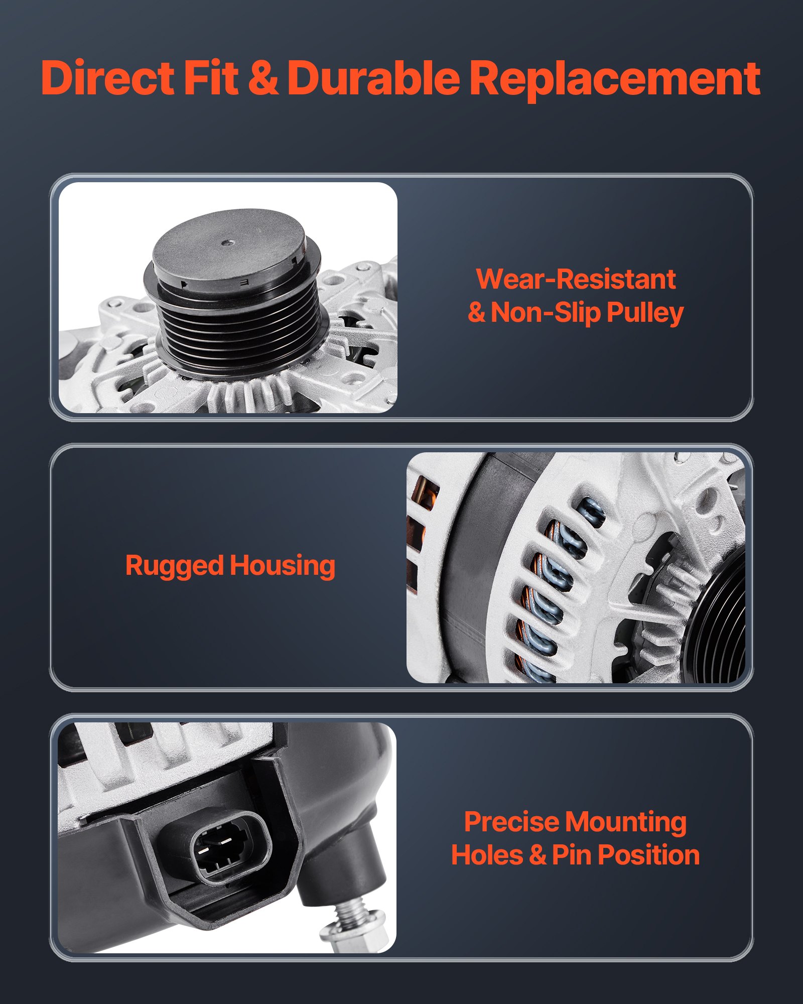 Alternator samochodowy VEVOR 11252, do modeli Buick Enclave Base 3.6L 2012-2013, Chevy Traverse LT 2009-2016, GMC Acadia SLT 2007-2015, Saturn Outlook V6 2007-2010, alternator zamienny do samochodów 25815839