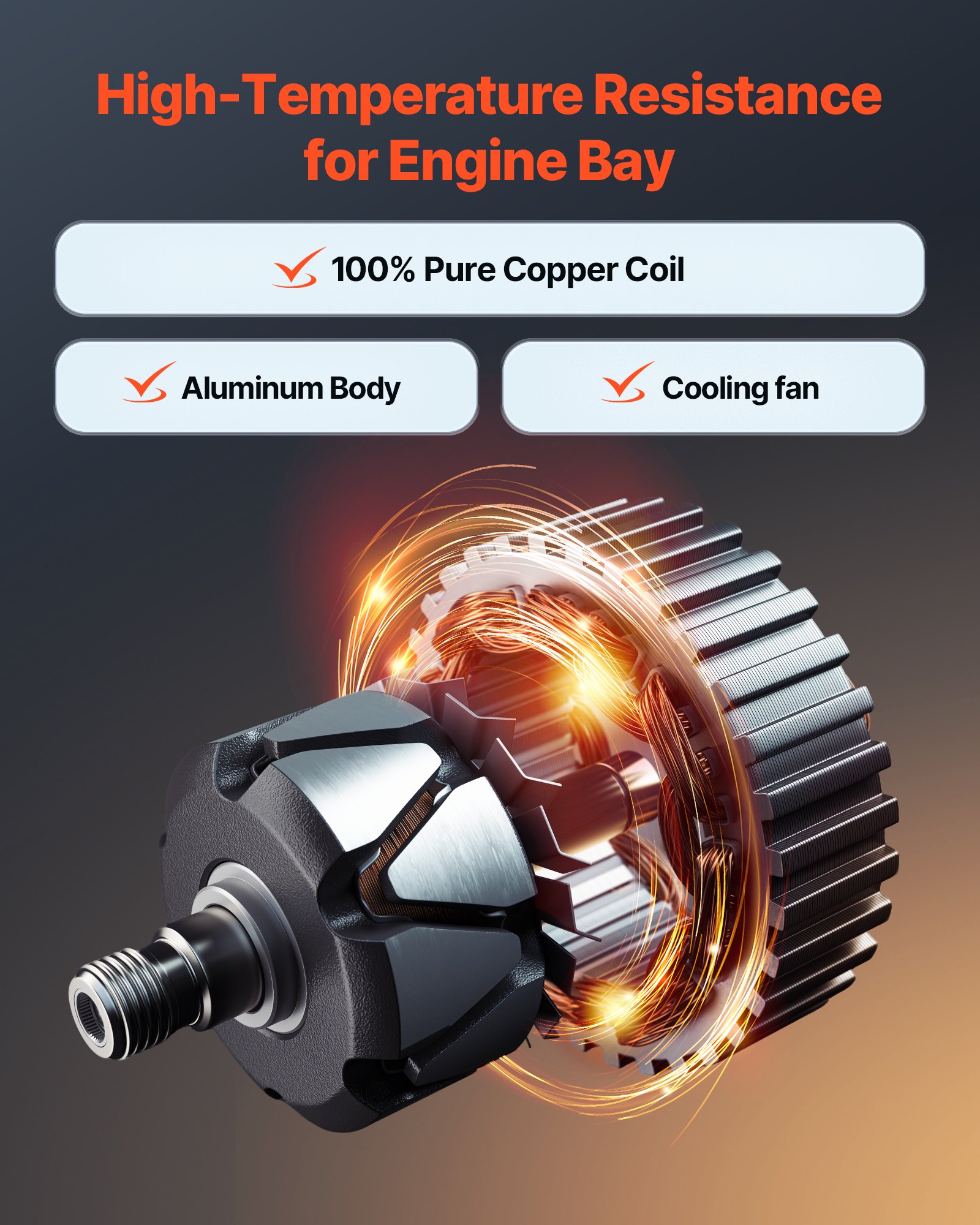 Alternator samochodowy VEVOR 11252, do modeli Buick Enclave Base 3.6L 2012-2013, Chevy Traverse LT 2009-2016, GMC Acadia SLT 2007-2015, Saturn Outlook V6 2007-2010, alternator zamienny do samochodów 25815839