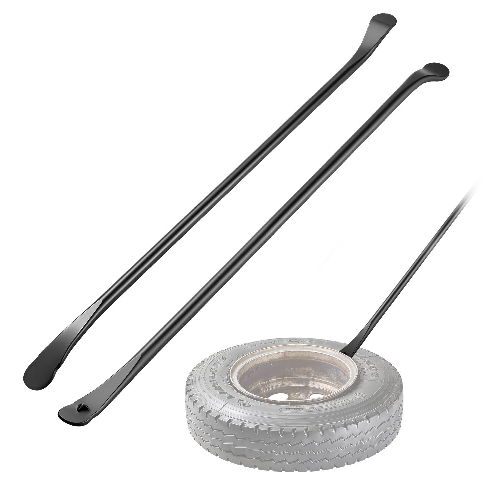 VEVOR Narzędzie do montażu opon Ręczna montażownica do opon 2 szt. Metalowa łyżka do opon 97 cm Łyżka do montażu i demontażu opon do mobilnych napraw samochodów uniwersalnych typów pojazdów na zewnątrz, czarna
