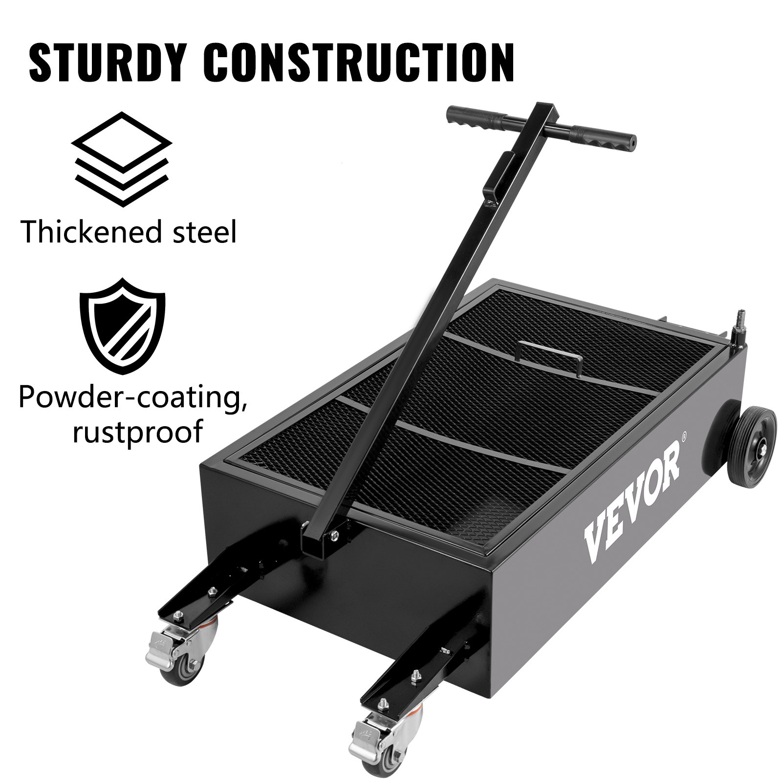 Niskoprofilowa miska spustowa oleju VEVOR do pojazdów ciężarowych, miska spustowa o pojemności 25 galonów, ze zwijaczami węży pompy