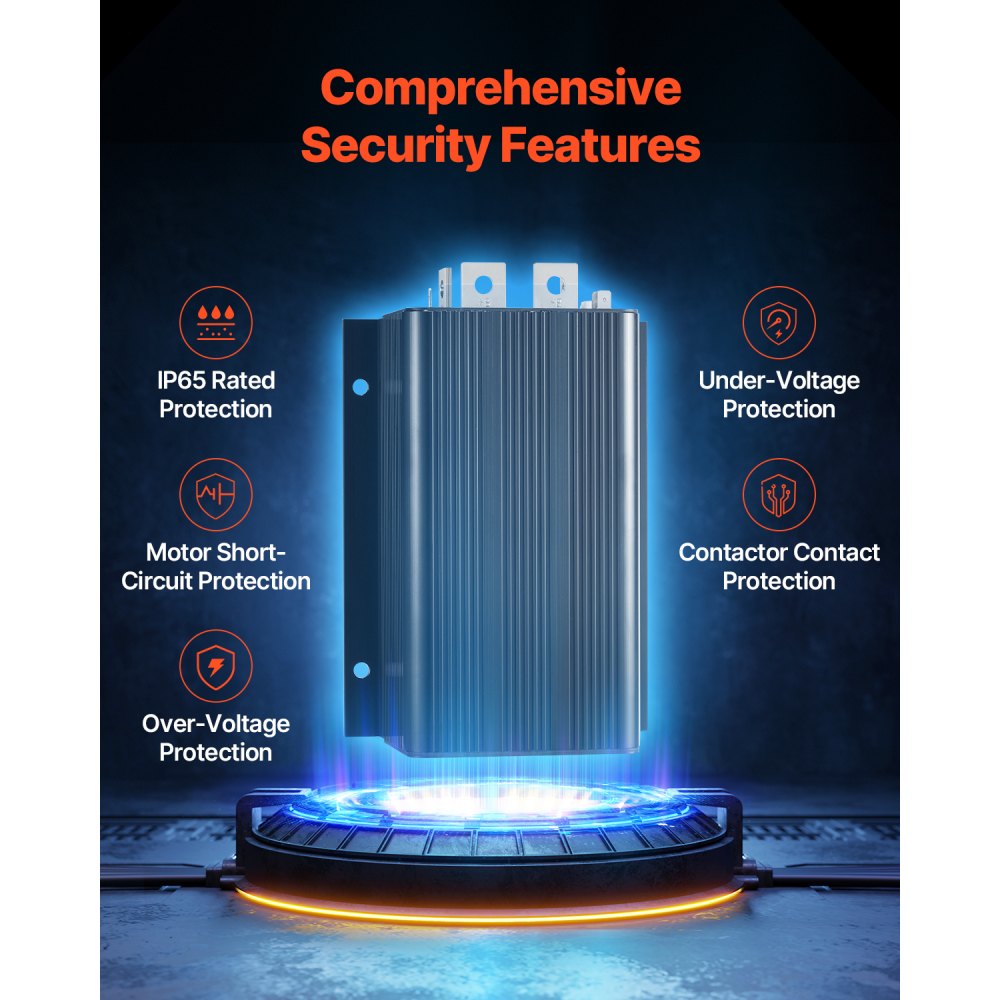 Kontroler prędkości wózka golfowego VEVOR, 36 V 500 A, zamiennik sterownika silnika prądu stałego do wózków golfowych Club Car, stopień ochrony IP65, obudowa z aluminium ABS, kompatybilny z modelami 1205-117/1205M-5603