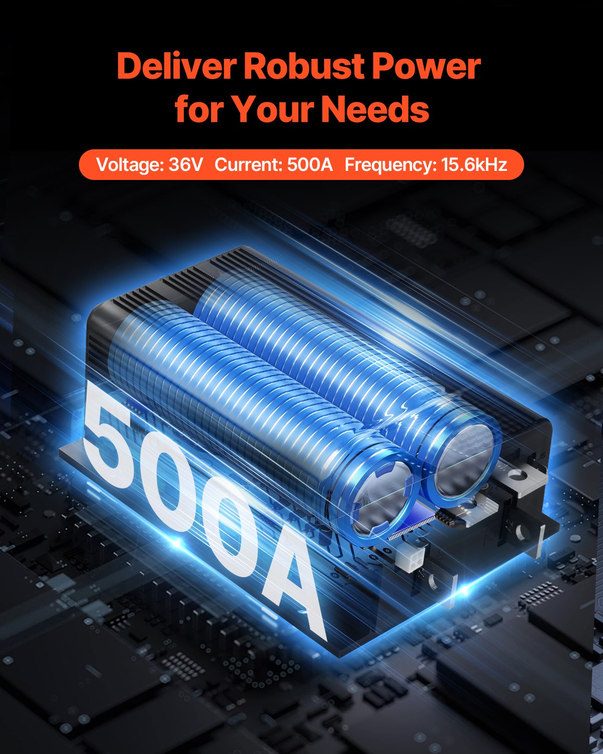 Kontroler prędkości wózka golfowego VEVOR, 36 V 500 A, zamiennik sterownika silnika prądu stałego do wózków golfowych Club Car, stopień ochrony IP65, obudowa z aluminium ABS, kompatybilny z modelami 1205-117/1205M-5603