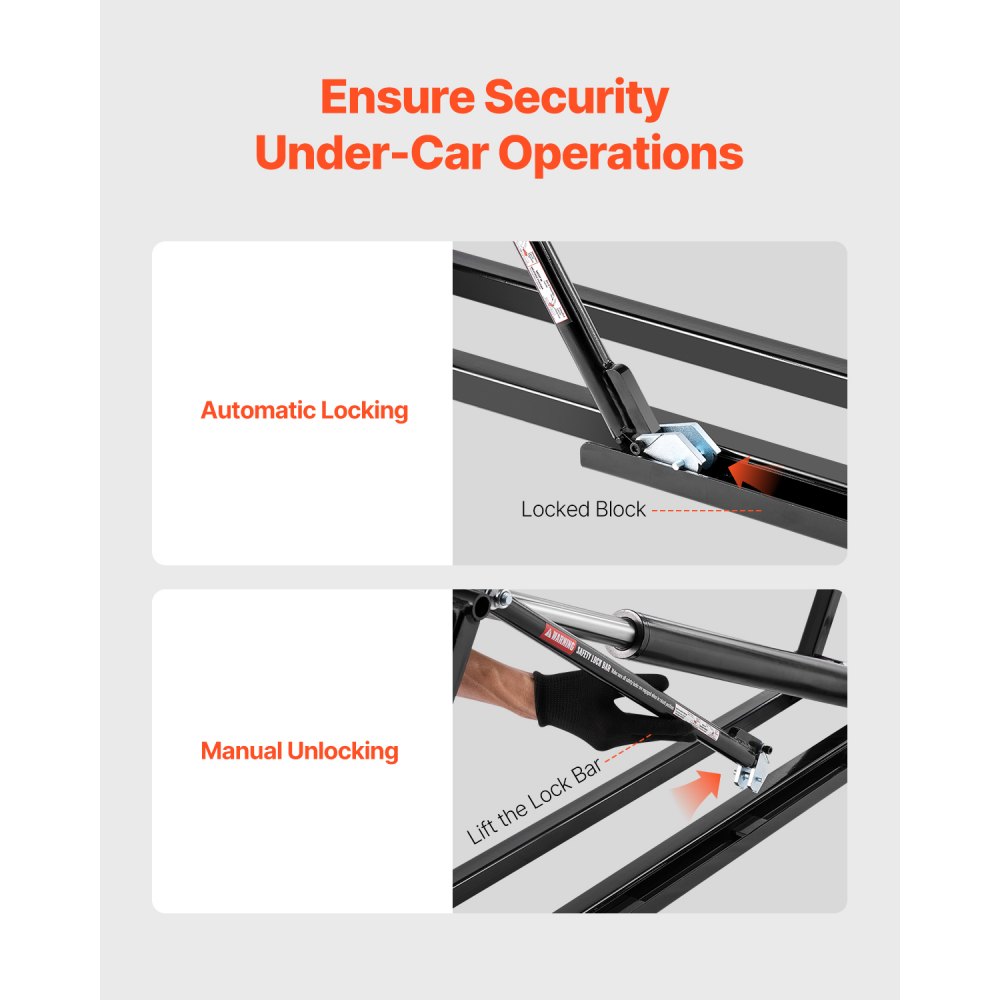 Podnośnik samochodowy VEVOR 2268 kg do garażu w domu, 3-poziomowa regulacja, wysokość podnoszenia 758 mm, sterowanie zdalne, podnośnik samochodowy z automatyczną blokadą, 4 gumowymi podkładkami i 4 kolumnami podnoszącymi