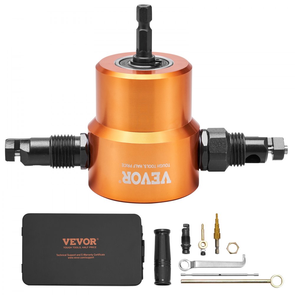 Nakładka do nożyc do blachy VEVOR Nakładka do nożyc do blachy 1,6 mm, 1500-3000 obr./min Nakładka do nożyc do blachy z wiertarką udarową, uniwersalna, czarna Nakładka do nożyc do metalu, gotowa do wiercenia, pomarańczowa