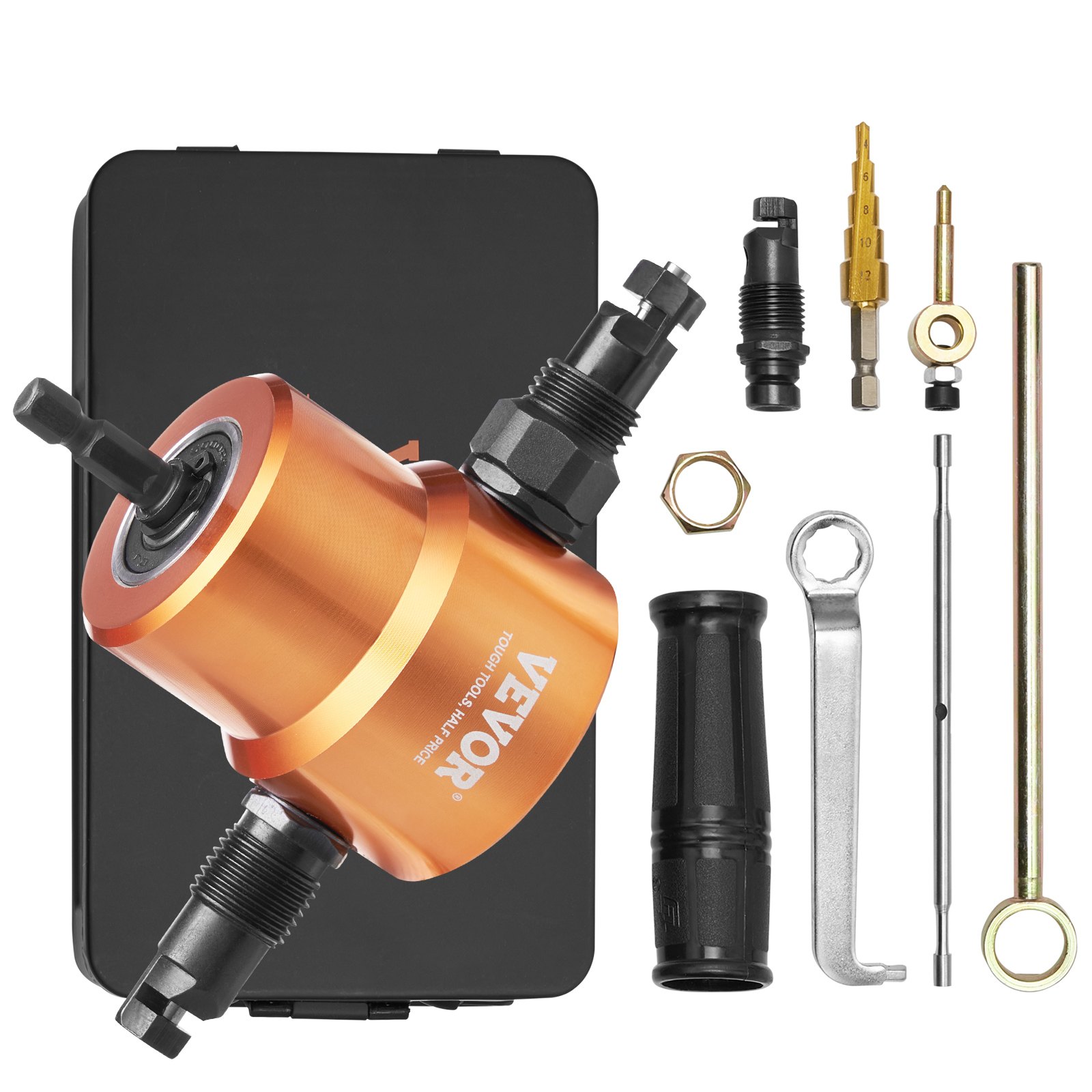 Nakładka do nożyc do blachy VEVOR Nakładka do nożyc do blachy 1,6 mm, 1500-3000 obr./min Nakładka do nożyc do blachy z wiertarką udarową, uniwersalna, czarna Nakładka do nożyc do metalu, gotowa do wiercenia, pomarańczowa