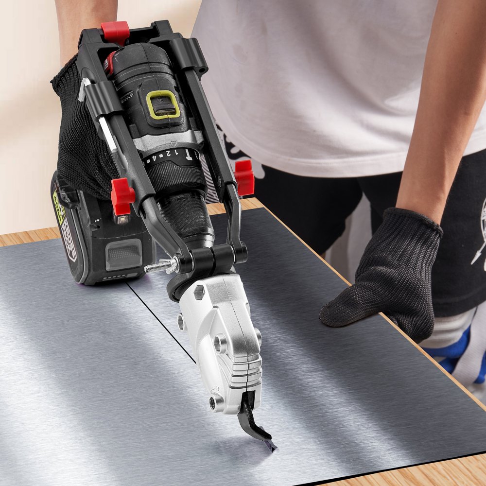 VEVOR Przystawka do nożyc do blachy Przystawka do nożyc do metalu 2,54 cm, 1500-3000 obr./min 14 GA Przystawka do wiertarki do blachy 14 GA Przystawka do klucza udarowego, uniwersalne zastosowanie Przystawka do czarnych nożyc do metalu Gotowa do uderzenia
