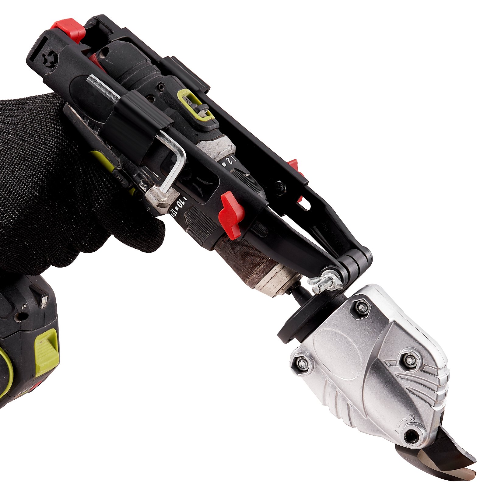 VEVOR Przystawka do nożyc do blachy Przystawka do nożyc do metalu 2,54 cm, 1500-3000 obr./min 14 GA Przystawka do wiertarki do blachy 14 GA Przystawka do klucza udarowego, uniwersalne zastosowanie Przystawka do czarnych nożyc do metalu Gotowa do uderzenia