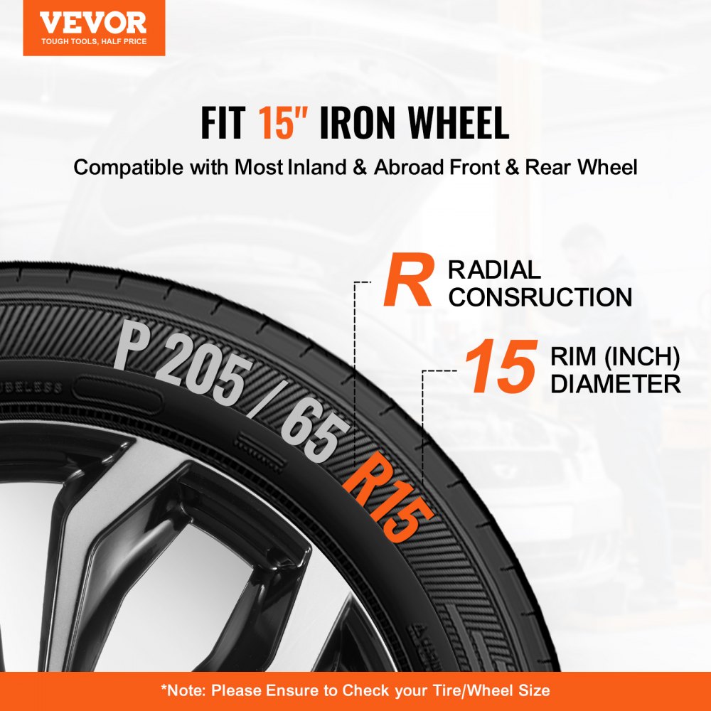 VEVOR Wheel Covers Hub Caps Rim Covers 4 pcs. for 15 inch diameter, Wheel cover (φ415 x 60 mm) with snap fastener & valve nozzle hole, ABS and PC wheel cover with high rigidity, weatherproof
