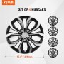 VEVOR Wheel Covers Hub Caps Rim Covers 4 pcs. for 15 inch diameter, Wheel cover (φ415 x 60 mm) with snap fastener & valve nozzle hole, ABS and PC wheel cover with high rigidity, weatherproof